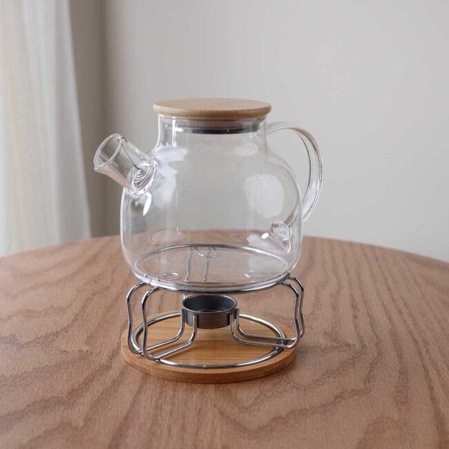 Stainless Steel Candle Warmer with Wooden Base - Image 2