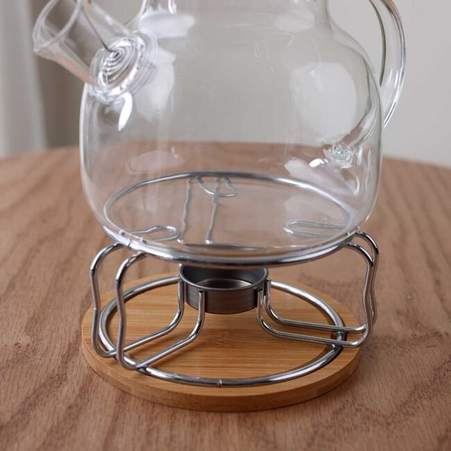 Stainless Steel Candle Warmer with Wooden Base - Image 3