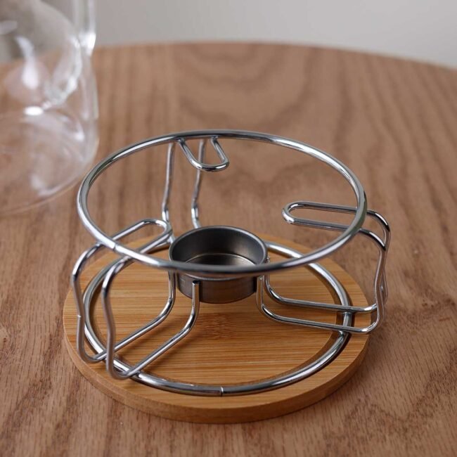 Stainless Steel Candle Warmer with Wooden Base
