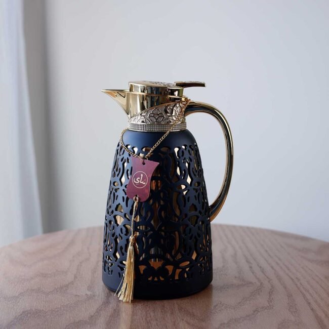 golden decorated thermos
