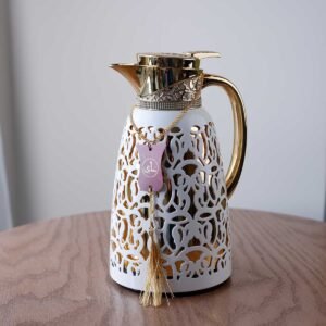 golden decorated thermos