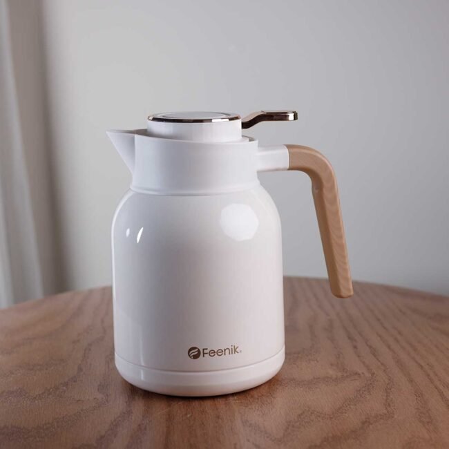 BeigeThermos with  wooden handle
