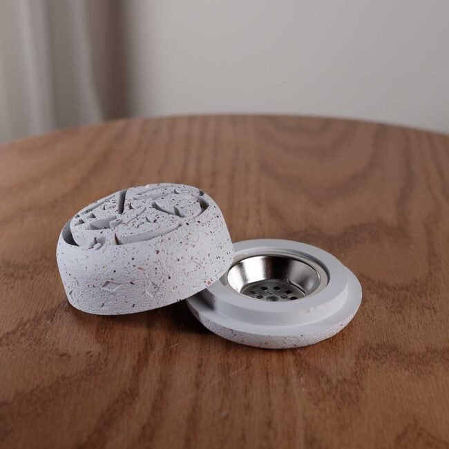 White Rounded Ceramic Incense Burner - Image 2