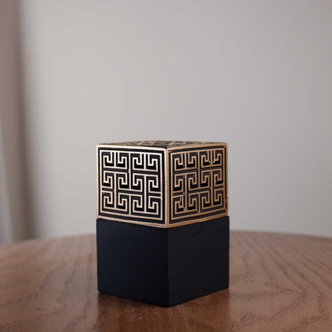 Rectangular Ceramic Incense Burner with Golden Pattern - Image 2