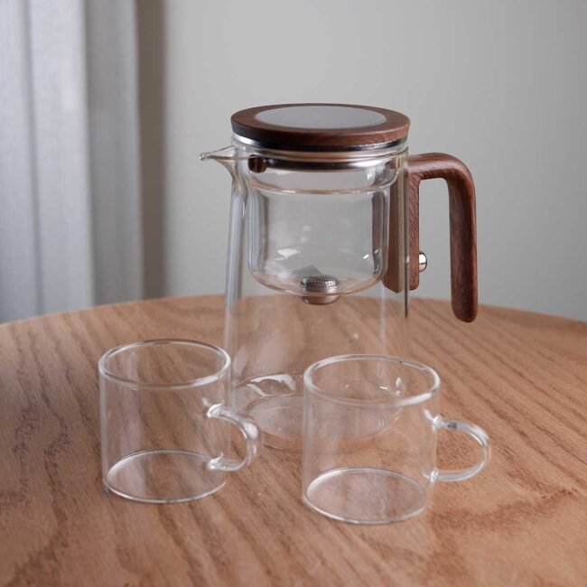 Magnetic Glass Herbal Teapot with Wooden Handle