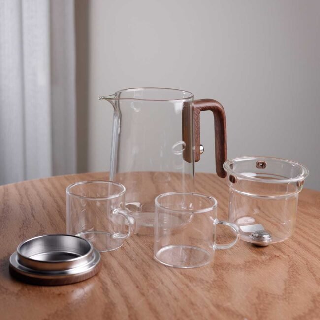Magnetic Glass Herbal Teapot with Wooden Handle - Image 2