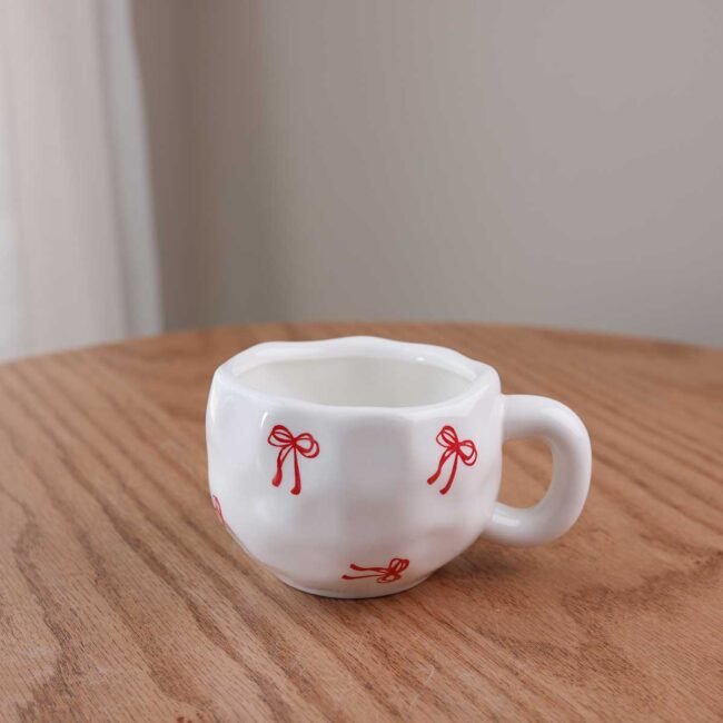 Handmade mug with bow