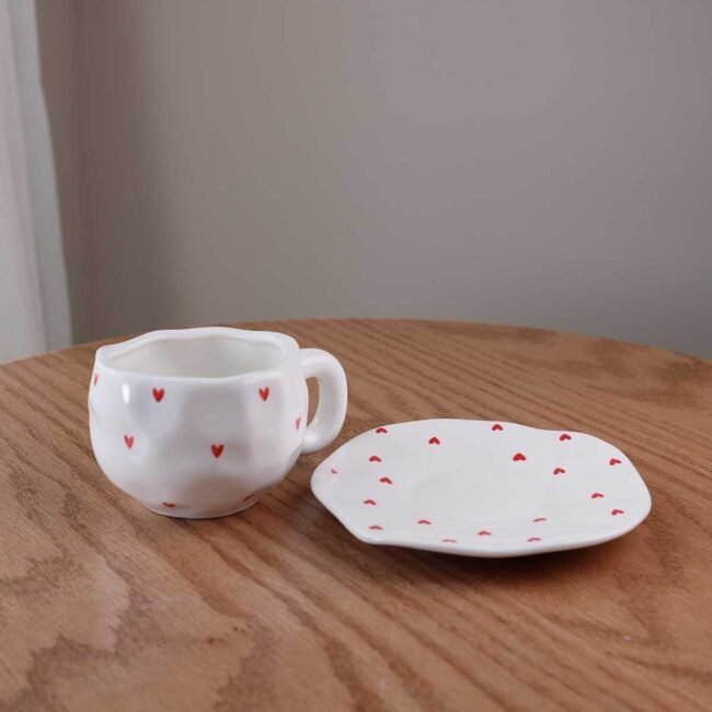 Handmade Love Hearts Cup with Saucer - Image 2