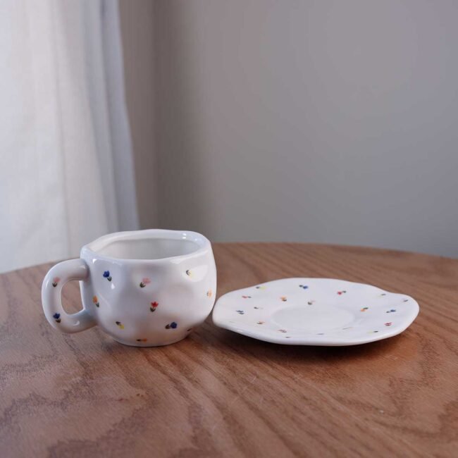 Handmade Small Roses Cup with Saucer - Image 2