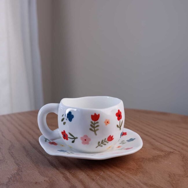 Handmade mug with flowers