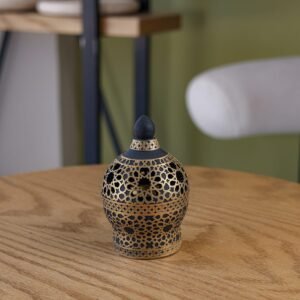 Rounded Dome Ceramic Incense Burner with Islamic Golden Pattern
