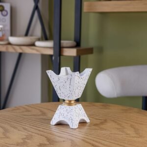 White Classic Textured Ceramic Incense Burner with Transparent Pattern