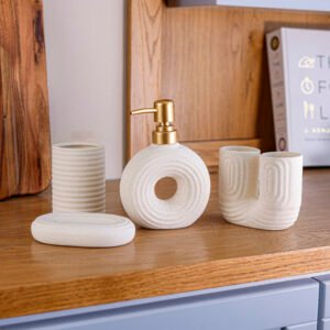 4-Piece Modern Bathroom Accessories Set with Artistic Design