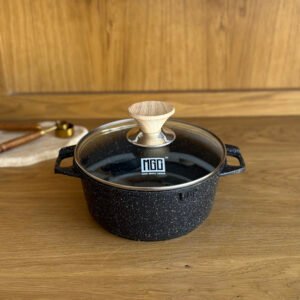 Granite Cooking Pot with Glass Lid and Side Handles -2.5 Liters