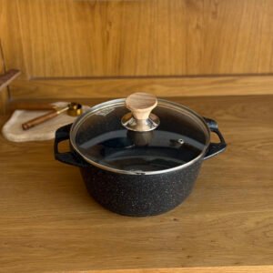 Granite Cooking Pot with Glass Lid and Side Handles -4.3 Liters