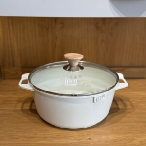 Granite Cooking Pot with Glass Lid and Side Handles - 6.6 Liters