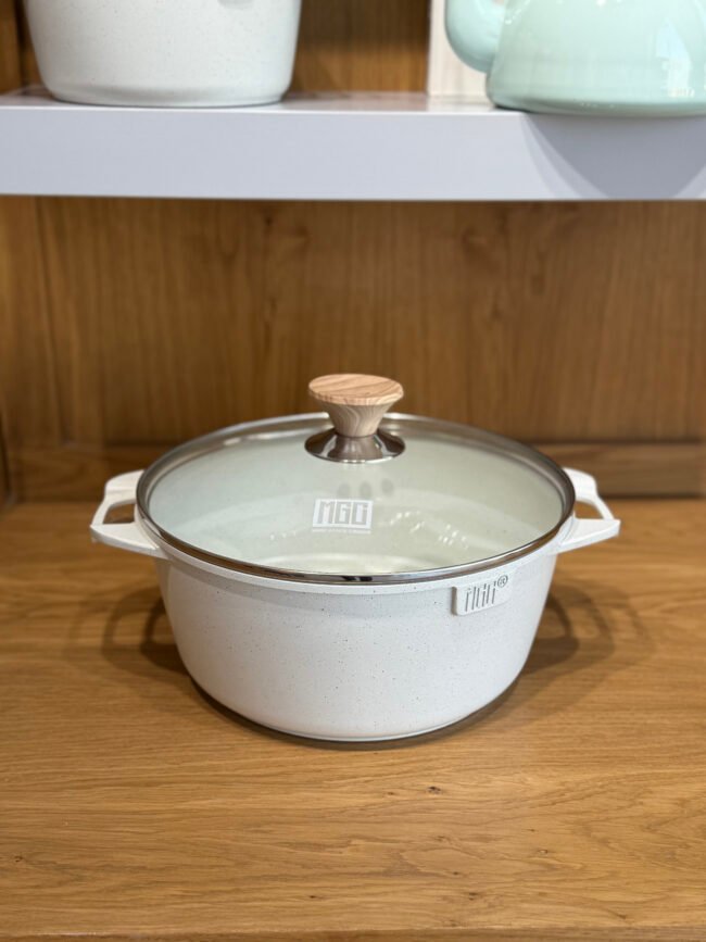 Granite Cooking Pot with Glass Lid and Side Handles - 6.6 Liters
