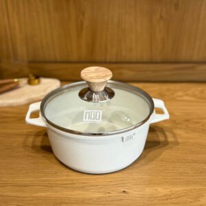 Granite Cooking Pot with Glass Lid and Side Handles - 2.5 Liters