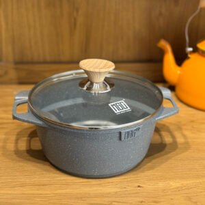 Granite Cooking Pot with Glass Lid and Side Handles - 4.3 Liters