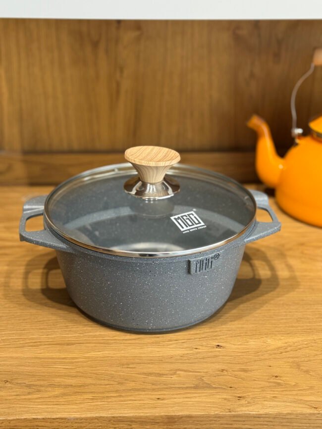 Granite Cooking Pot with Glass Lid and Side Handles - 4.3 Liters