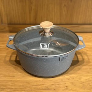 Granite Cooking Pot with Glass Lid and Side Handles - 6.6 Liters