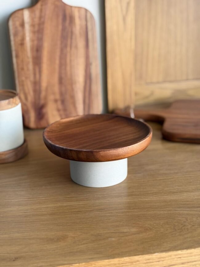 Natural wood stand with ceramic - Image 2