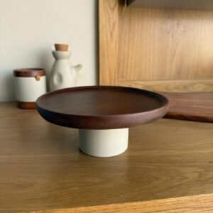 Natural wood stand with ceramic