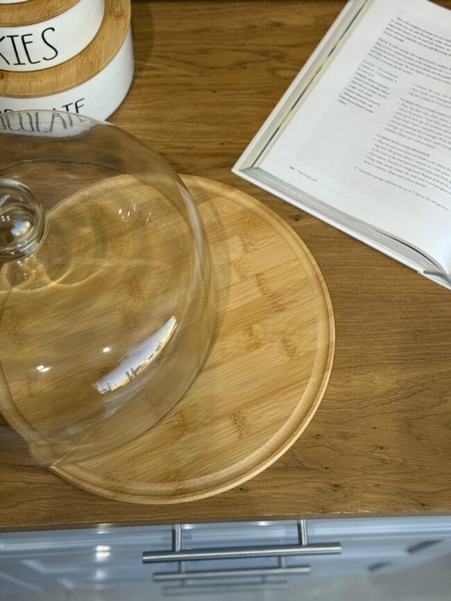Serving Stand with Wooden Base & Glass Dome - Image 3