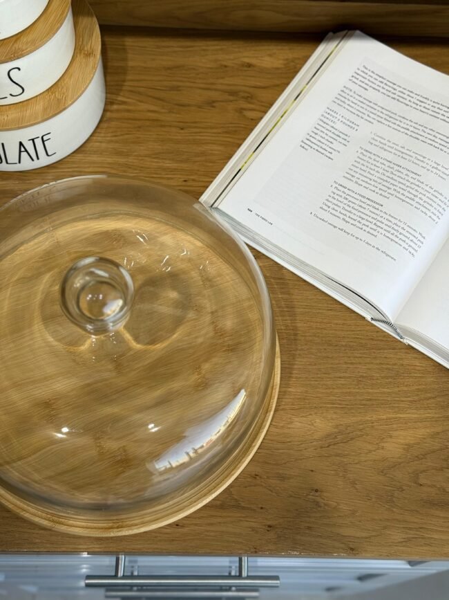Serving Stand with Wooden Base & Glass Dome - Image 4